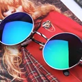 2016 Hot Vintage Round Sunglasses Brand Designer UV400 Shades Coating Mirror Lens Metal Frame Retro Sun