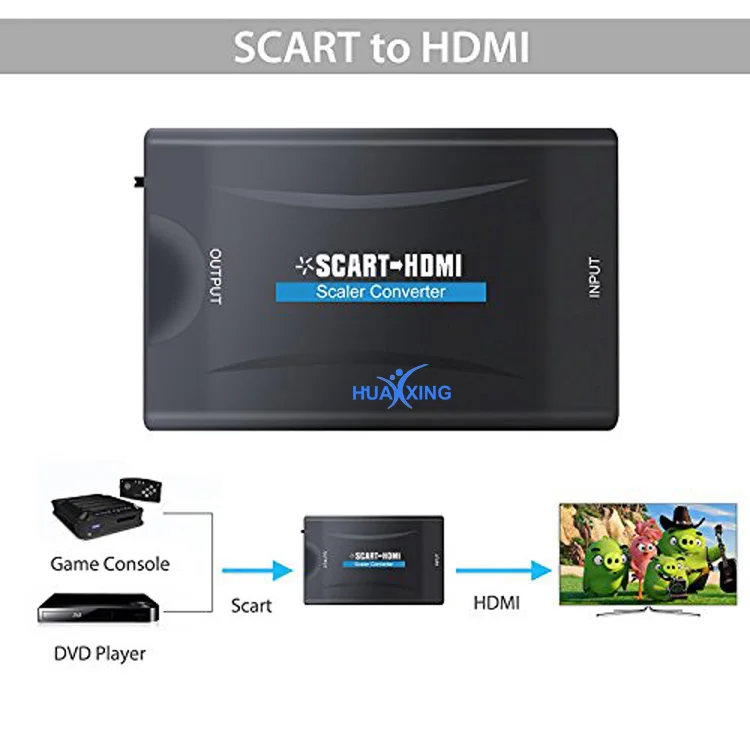 Переходник Scart на HDMI сплиттер адаптер для видео и аудио с поддержкой 1080P