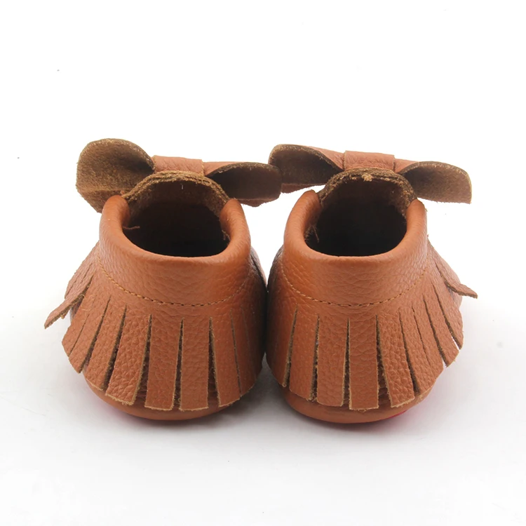 Мягкие детские мокасины из натуральной кожи с бантом на красной подошве для мальчиков/девочек/малышей/младенцев
