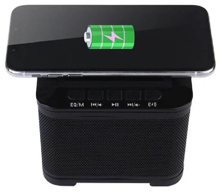 Black Wireless Bluetooth Power bank of 8800mAh Speaker With Wireless Charging Function