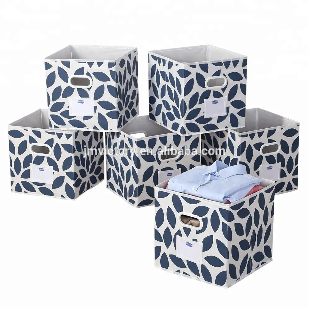 
Wholesale Household Custom Print Decorative Nonwoven Foldable Fabrics Handle Cube Cloth Storage Box 