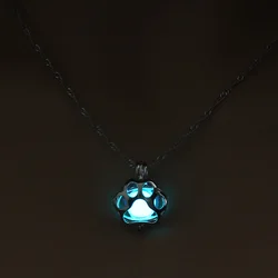 Glow In The Dark Pet Paw Footprint Necklaces Cute Animal Dog Cat Love Heart Pendant Necklace For Women Girls Jewelry Necklace