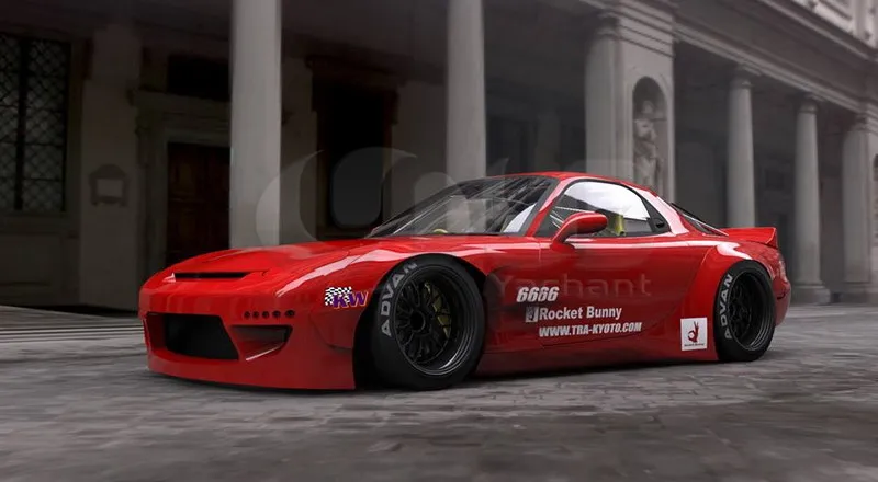 Торговая гарантия, комплект из стекловолокна FRP, подходит для 92-97 RX7 FD3S PD RB V2, стильный комплект с широким корпусом, бампер, крыло, боковая юбка, диффузор