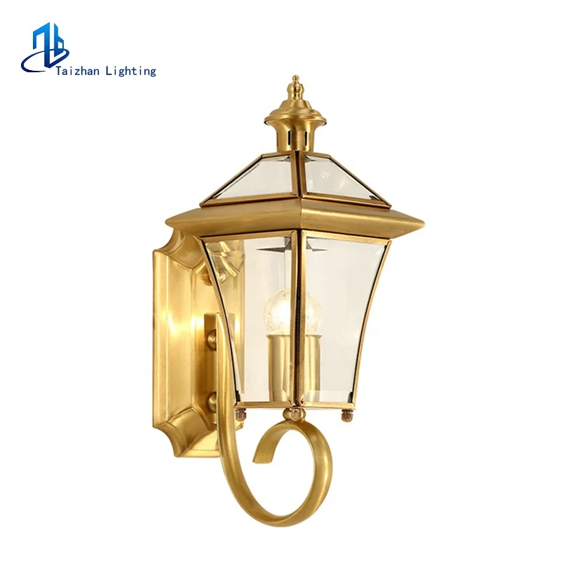 Wall led lights outdoor waterproof hotel room wall light full brass wall lamp k9 glass decorative lighting