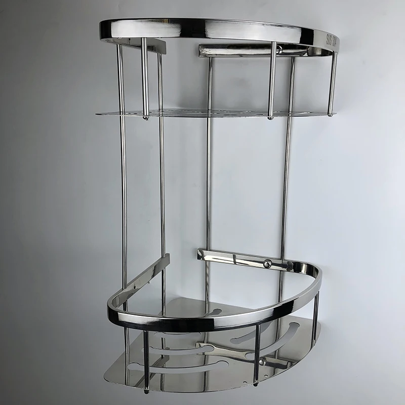 
Wall mounted bathroom shelves 2 tier 304 stainless steel shower rack 