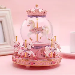 Автоматическая Музыкальная шкатулка со снежинками и хрустальными шариками, карусель, музыкальная шкатулка, подарок на день рождения для девочек и подруг, на День святого Валентина