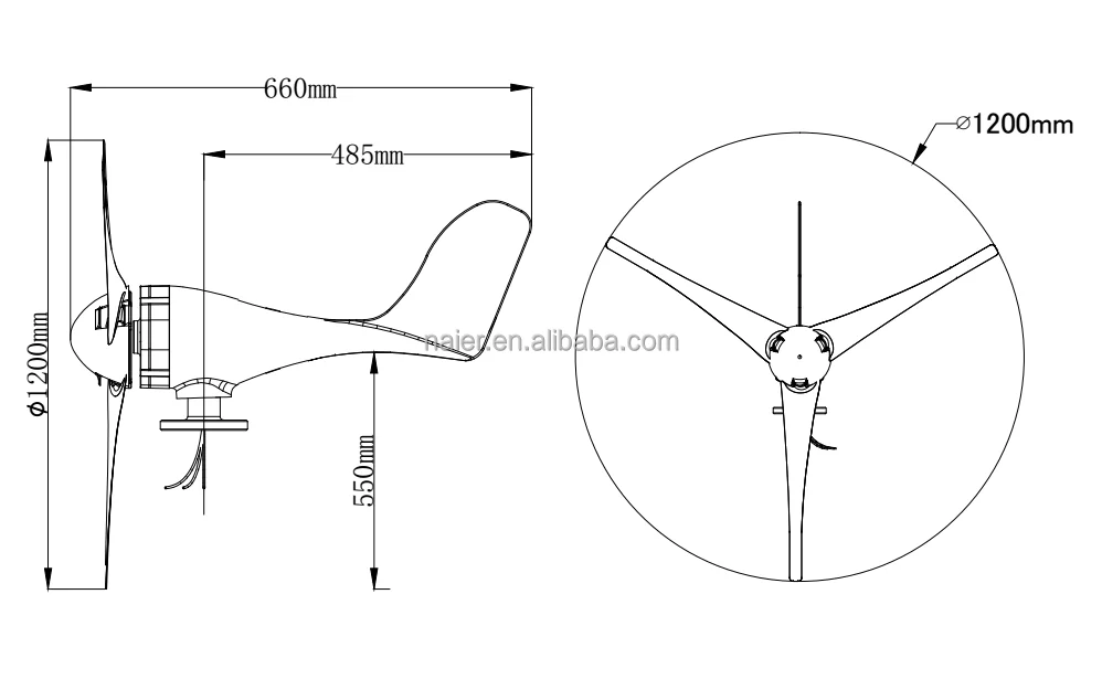 Hot selling mini 12V/24V 200watt magnetic wind power generator for home