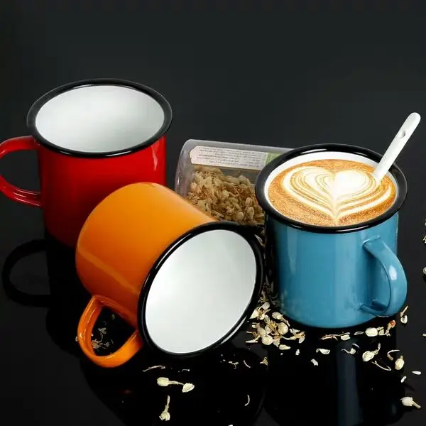 enamel coated blue mug cups & drinking & Chinese enamelware