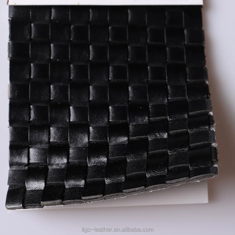 
Cow hide leather with weave pattern by handmade for bag furniture genuine leather 