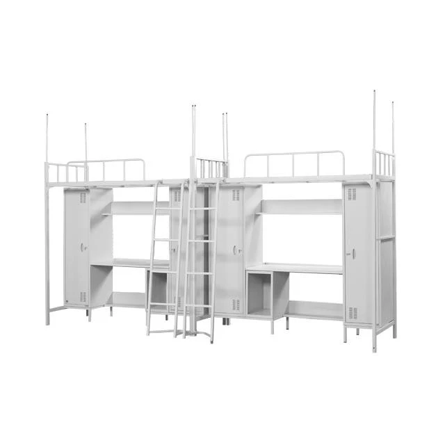 
School Knock down folding luxury modern metal steel loft bed with desk and steel locker  (62037542907)