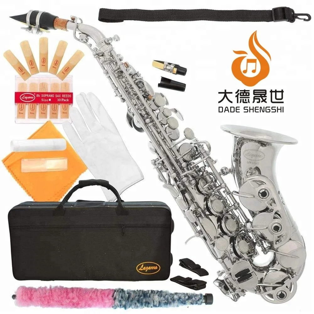 
Big Manufacturer Quality Silver/Nickel Curved Bb Soprano Saxophone 