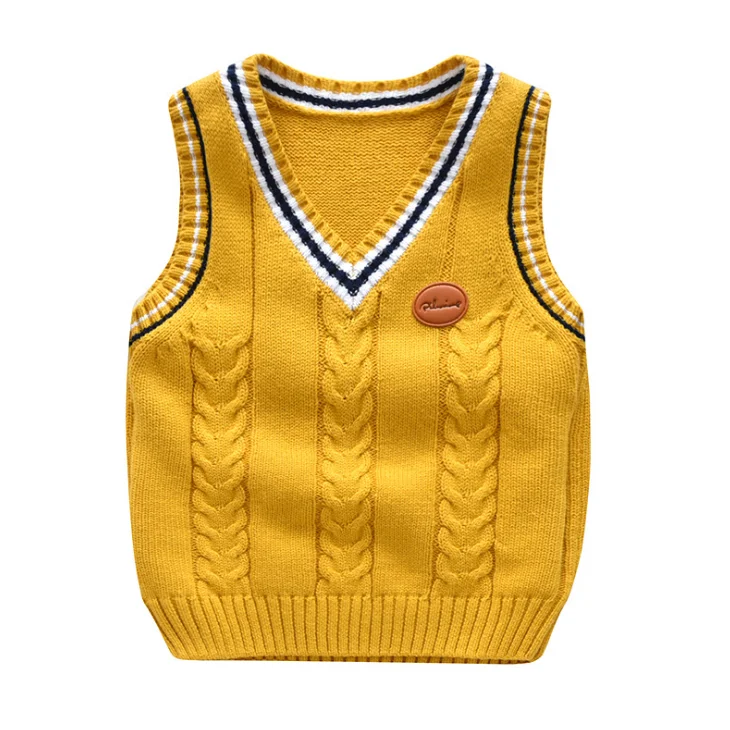 
YY10013U V-neck sweater vest wholesale custom kids knit boys school uniform sweater vest 