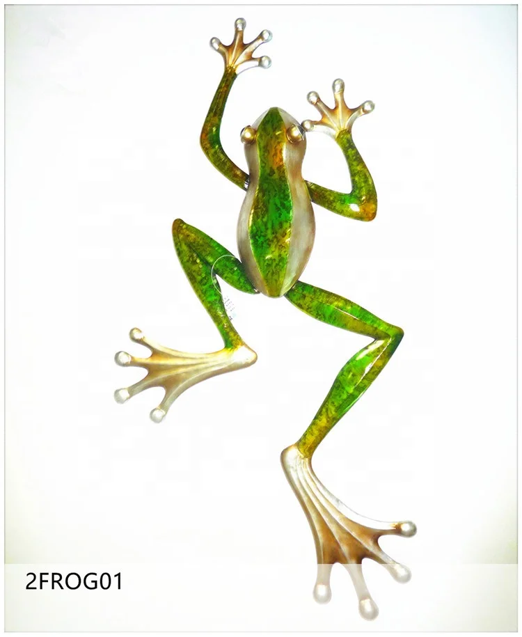 Wholesale discount Metal Wall Art Frog Decor Home Hanging Iron Crafts Green Frog