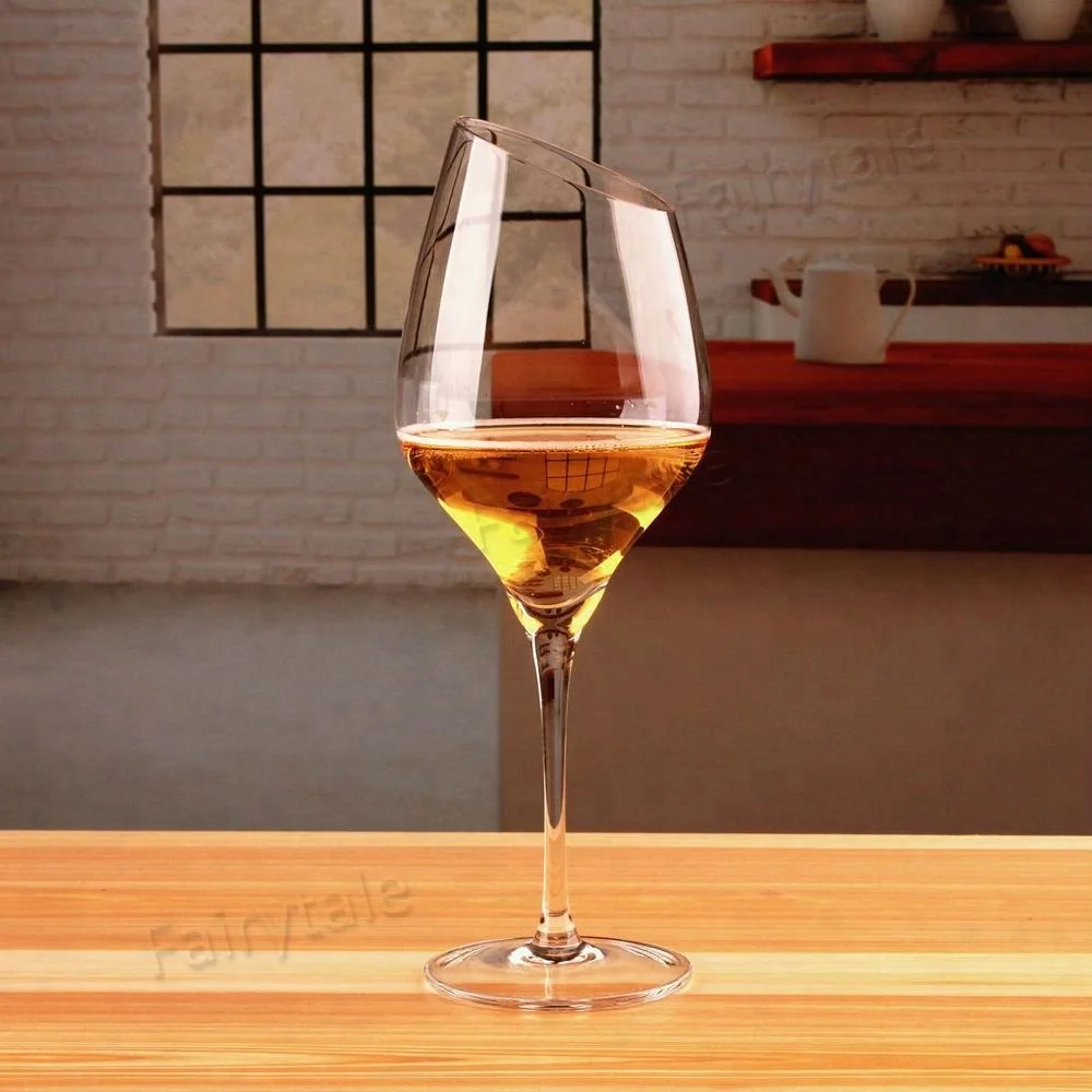 
Wholesaler Oblique Rim Wine Drinking Glasses Ware Goblet Crystal Red Wine Glasses 