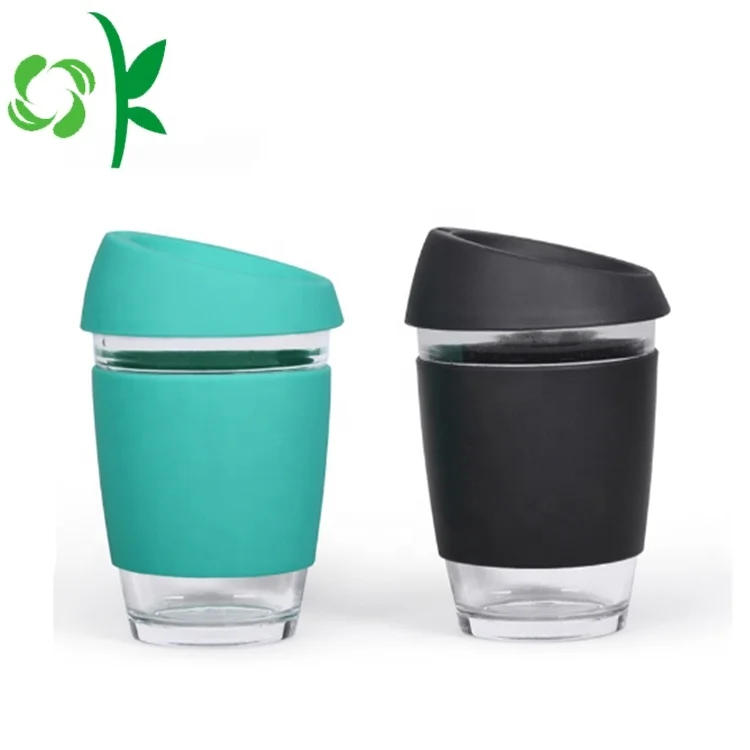 OKSILICONE Heat Resistant Silicone Coffee Cup Sleeve for Coffee Mug Custom Design Silicon Glass Bottle Sleeves Cover