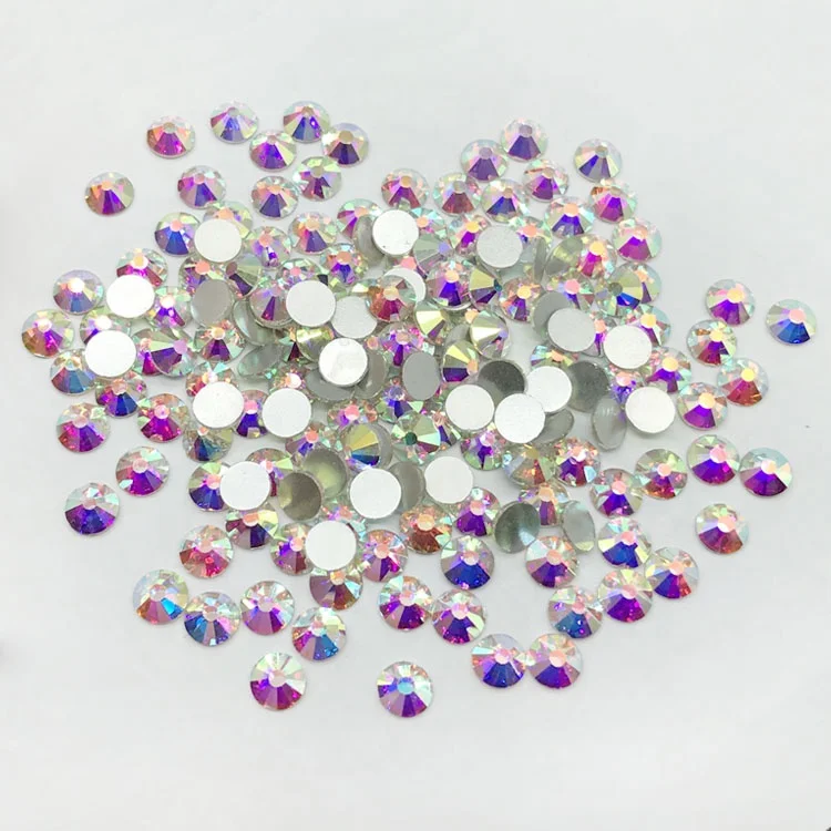 Заводская распродажа, стеклянные бусины 5 мм, кристалл ab без горячей фиксации, стразы с плоским основанием