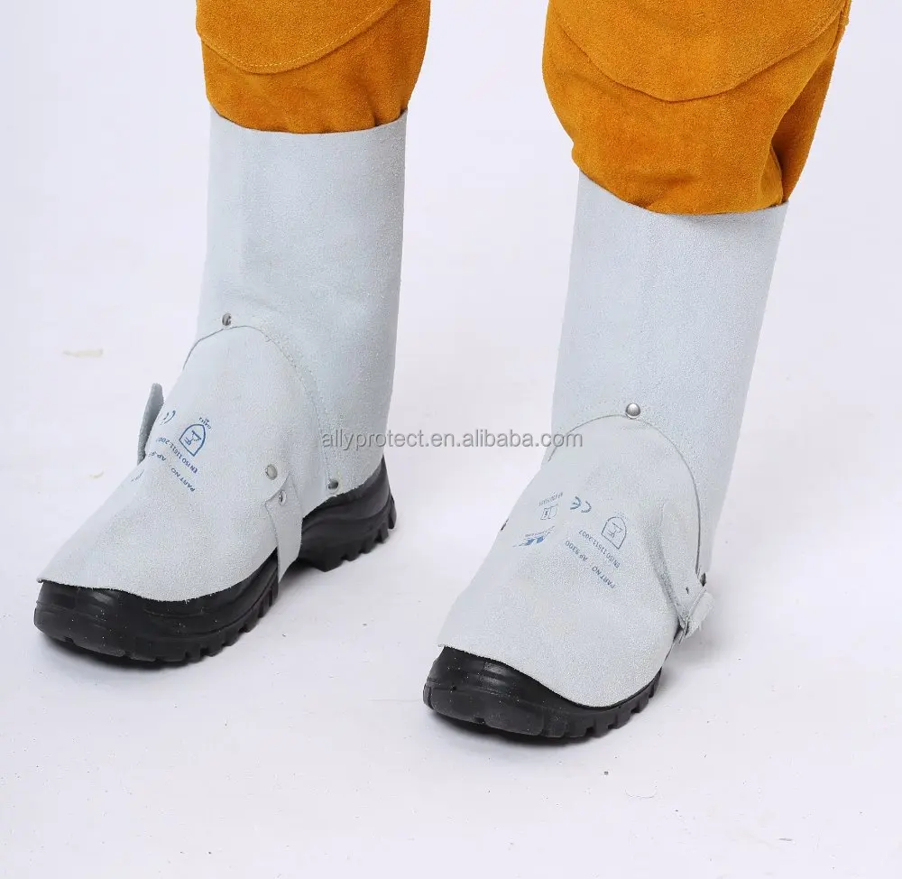 
Best price grey leather gaiter of welding Spat for work shoe cover with CE 