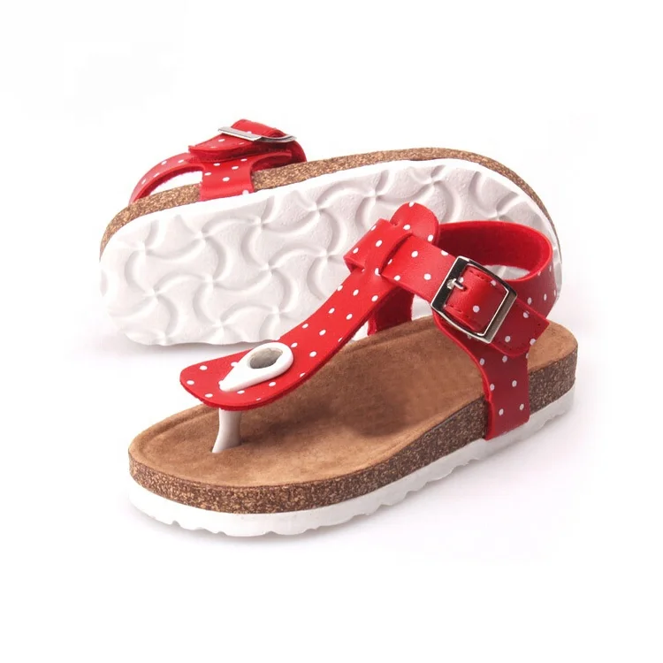 Wholesale kids children girls boys flip flops thong sandals with soft foot bed cork sole