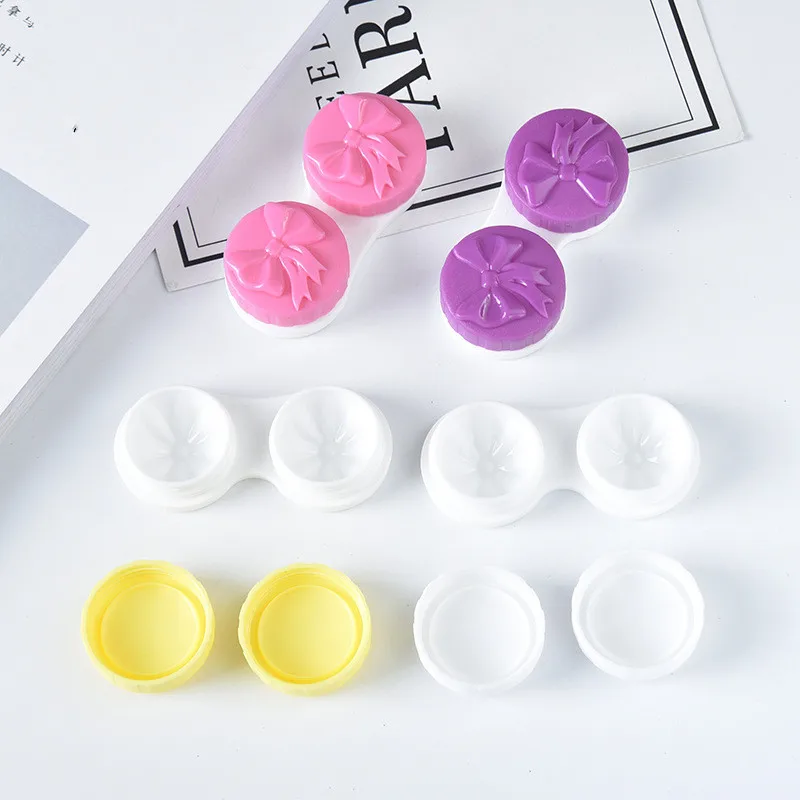Bowknot cheap contact lenses mate box simple lens case colorful  wholesale