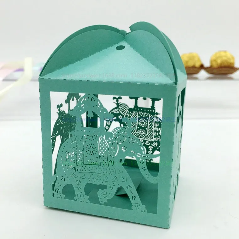 Wholesale factory direct elephant laser cut indian wedding door gift boxes for candies