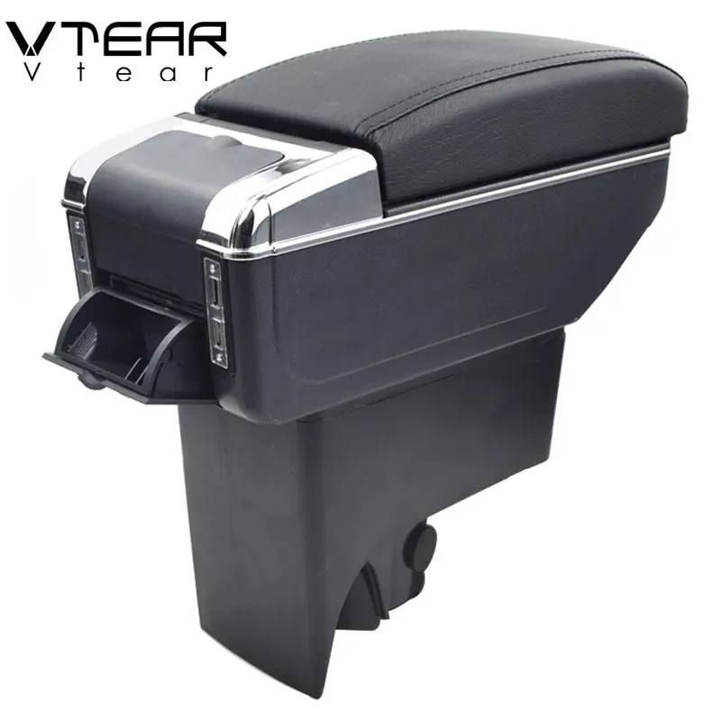 Vtear For Nissan Livina armrest USB Charging heighten Double layer storage box central Store content arm rest car accessories
