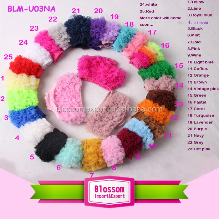 
Wholesale newest design baby infant ruffle bloomers chiffon comfortable solid lavender color skirted baby bloomers 