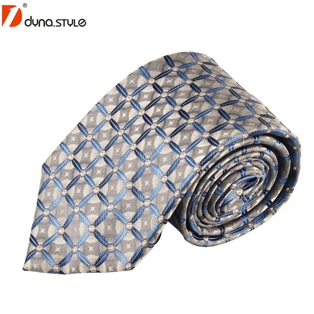 Классический стиль серый белый точечный узор 100% натуральный шелк на заказ тканый галстук