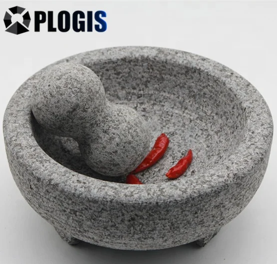 Stone Mortar and Pestle Set - Natural Granite Stone Grinder Bowl for Herbs, Spices, Garlic, Kitchen