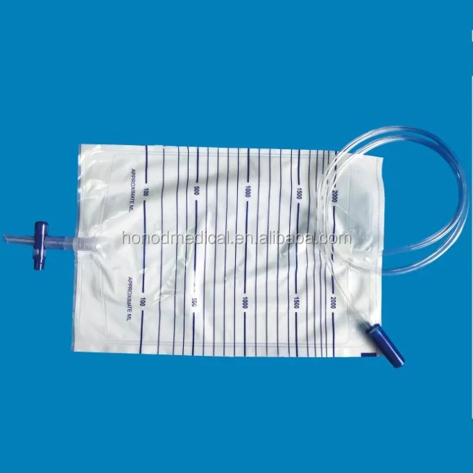 Одноразовый медицинский мешок для мочи 2000 мл с перекрестным клапаном с CE и ISO13485