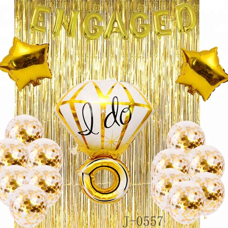 Bridal Shower Supplies Gold Engage Banner Foil Fringe Curtains Bachelorette Engagement Party Decoration