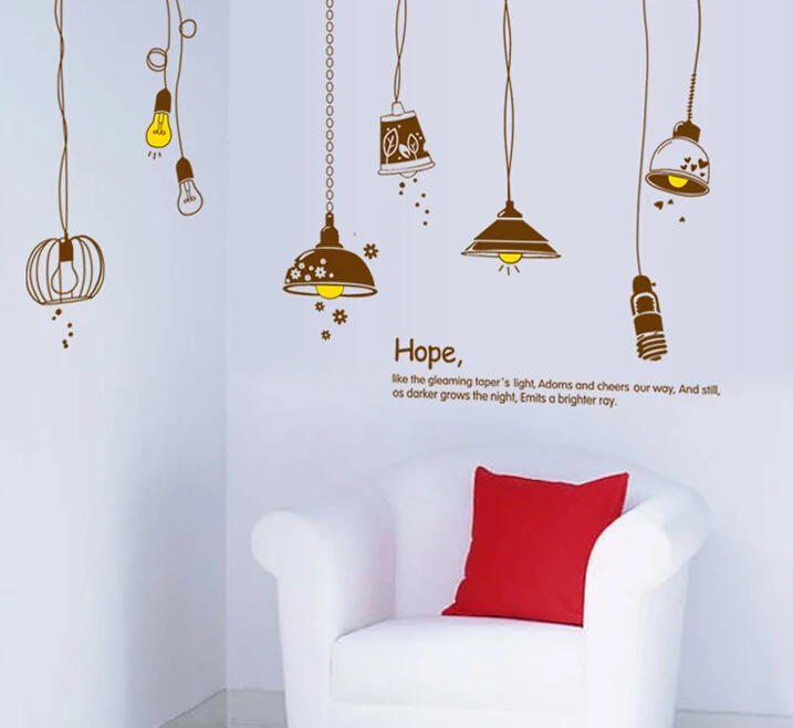 Cartoon Kids Bedroom Hope Lights Vintage Style Removable Pvc 3d Wall Sticker
