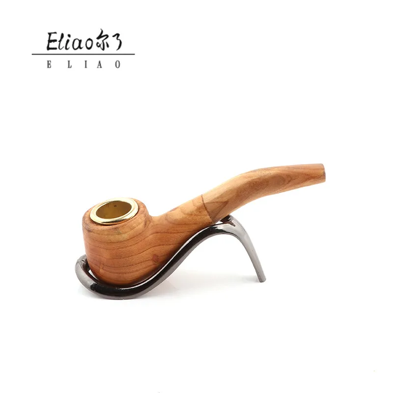 Erliao Extra Cheap Wholesale Chinese  Ancient Handmade Solid Wood pipe  wooden Tobacco  smoking pipe