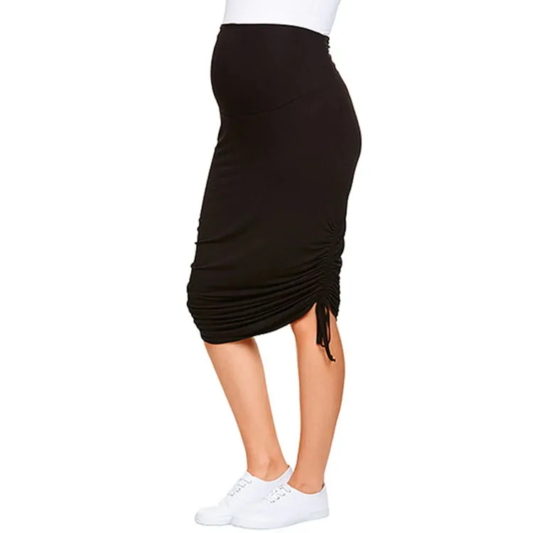 OEM Side Fold Waistband Comfortable Flatter Long Maxi Maternity Skirt