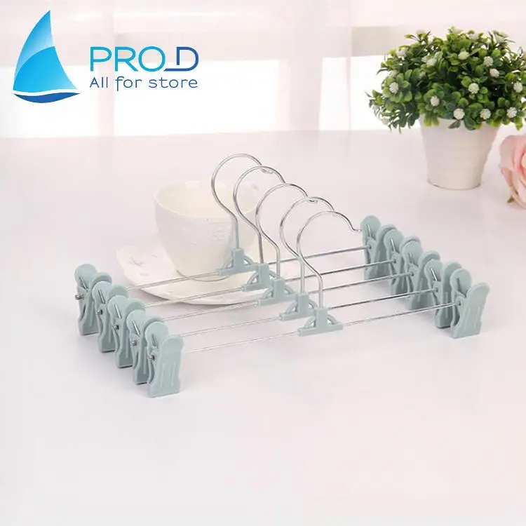 Wholesale retractable plastic multi-purpose clothes hanger trouser clip
