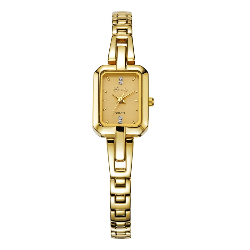Custom Waterproof Square Dial Slim Strap Brass Bracelet Watch with Japan Quartz Movt for Girls