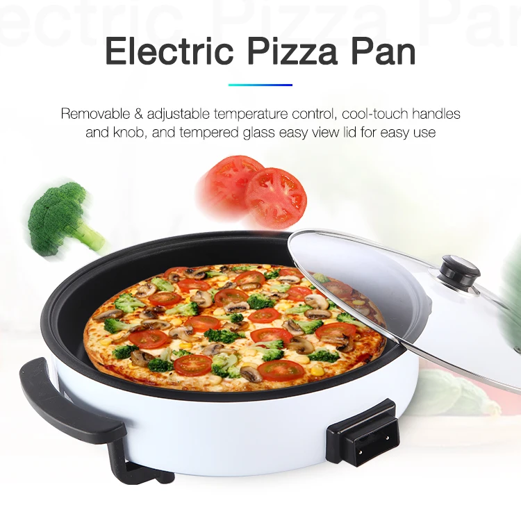 aluminum die-casting round electric roasting pizza pan with full glass lid