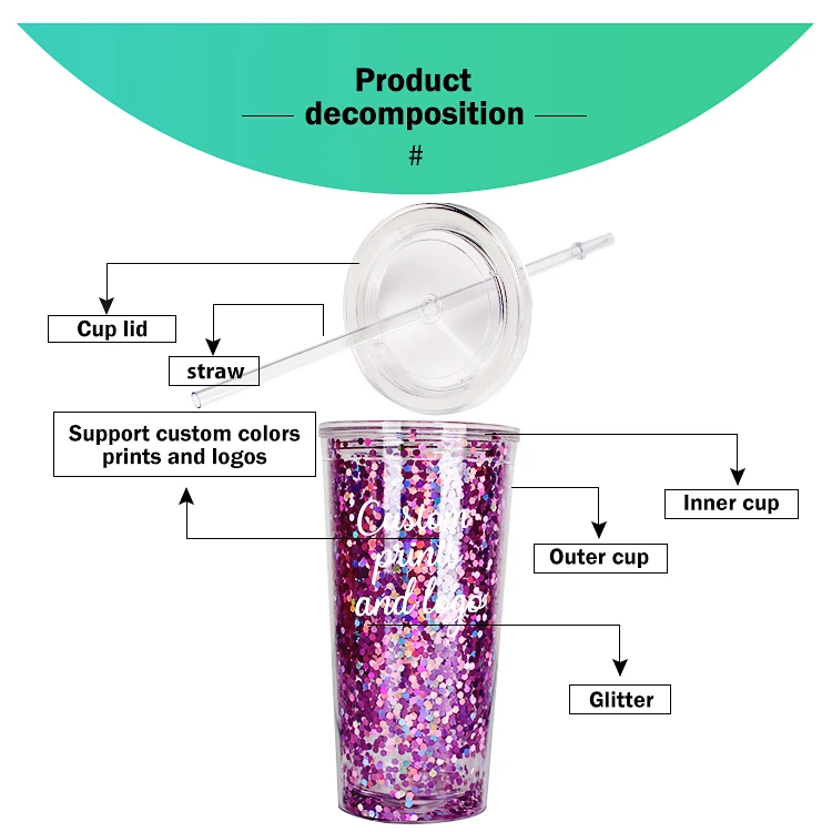 Top Seller Personalized Hard Plastic Glasses Fruit Custom Logo Portable Cup With Straw