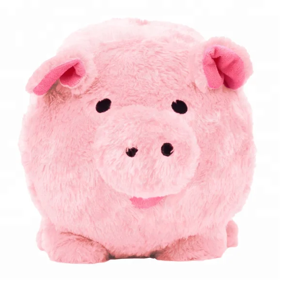 Customized Cute Kids Soft Plush Pink Pig Piggy Coin Bank