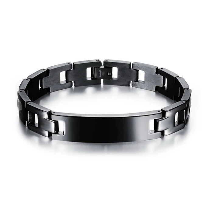 2021 Fashion Man Bracelet Custom Jewelry Stainless Steel Black Mens Bracelet For Men