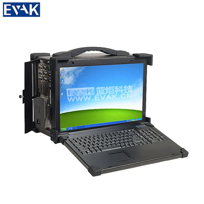 
17.3 inch LCD Portable Industrial Rugged Downward Computer With 4*full-length expansion slots 4*3.5 HDD 