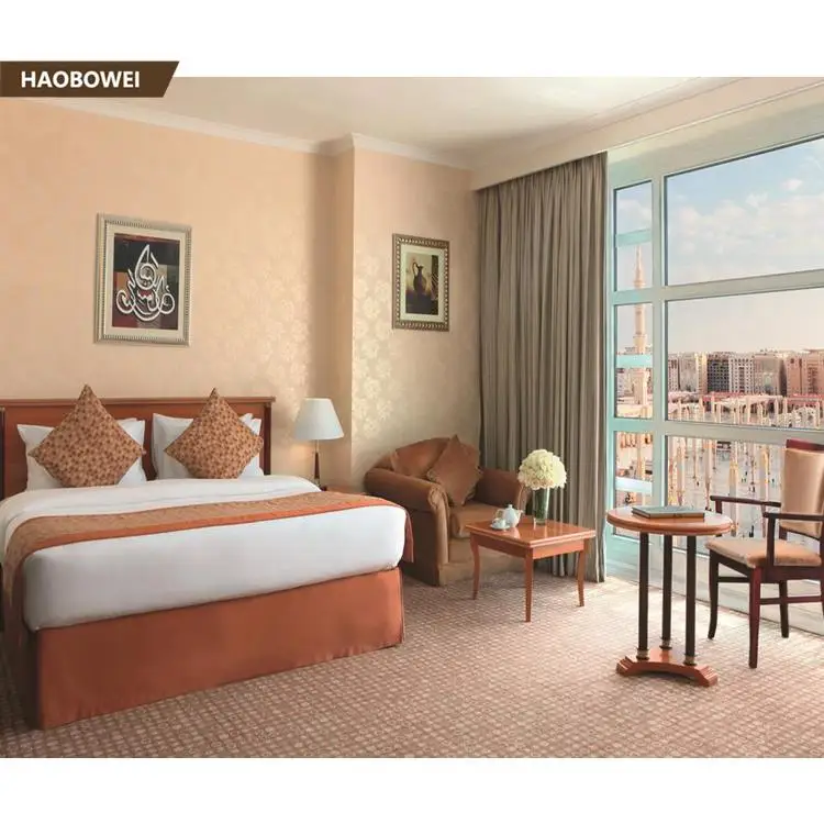 Royal style sleeping room for double bed hotel bedroom furniture