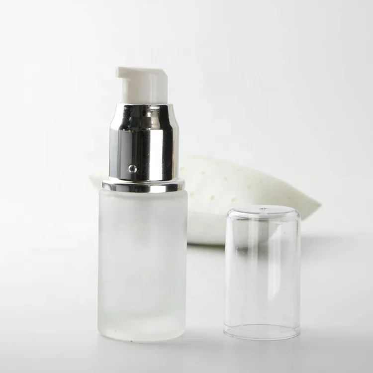 Top quality 30ml frosted transparent glass empty vacuum pump airless bottle for skin care lotion