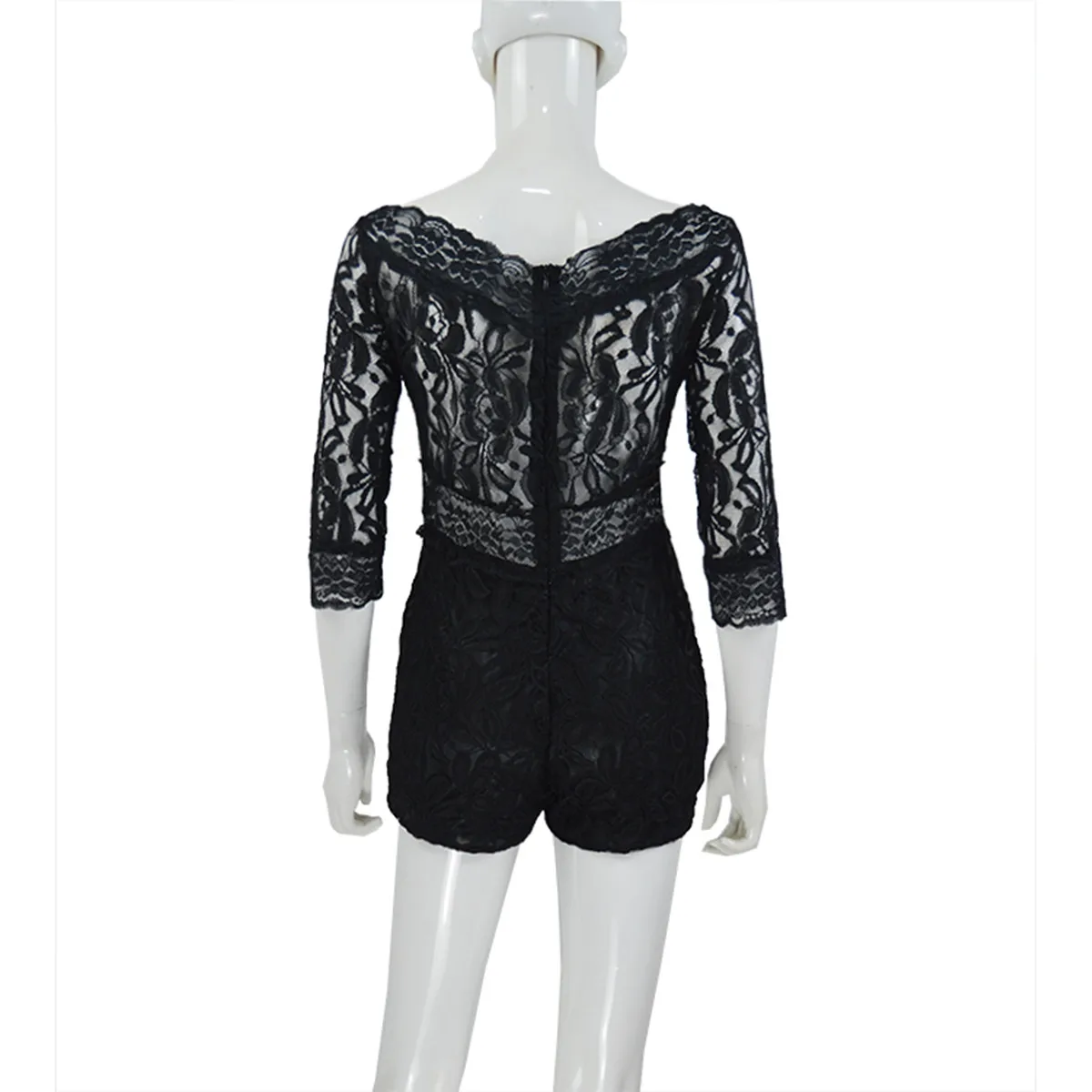 Hot sale ladies v-neck hollow out lace sexy jumpsuit women pants shorts