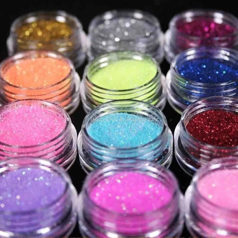 12 Color Set Pigments For Nails Acrylic Powder Glitter Nail Polish Color Acrylic Powder Nail Powder