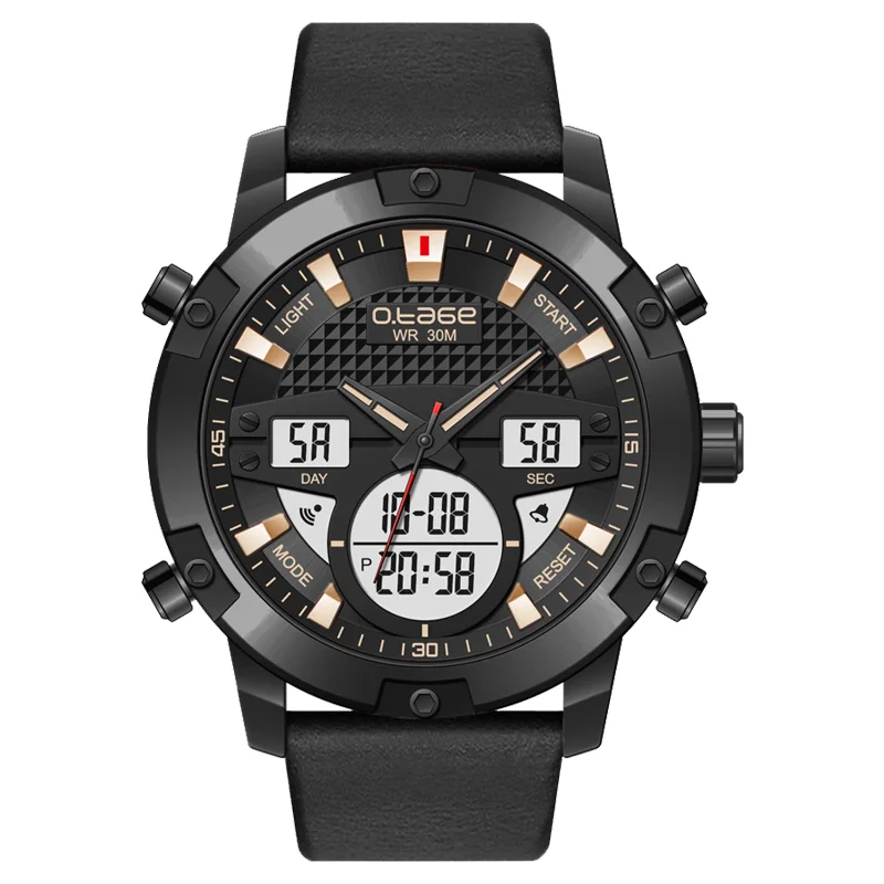Часы мужские цифровые, водонепроницаемые аналоговые кварцевые, из нержавеющей стали, с ЖК-дисплеем