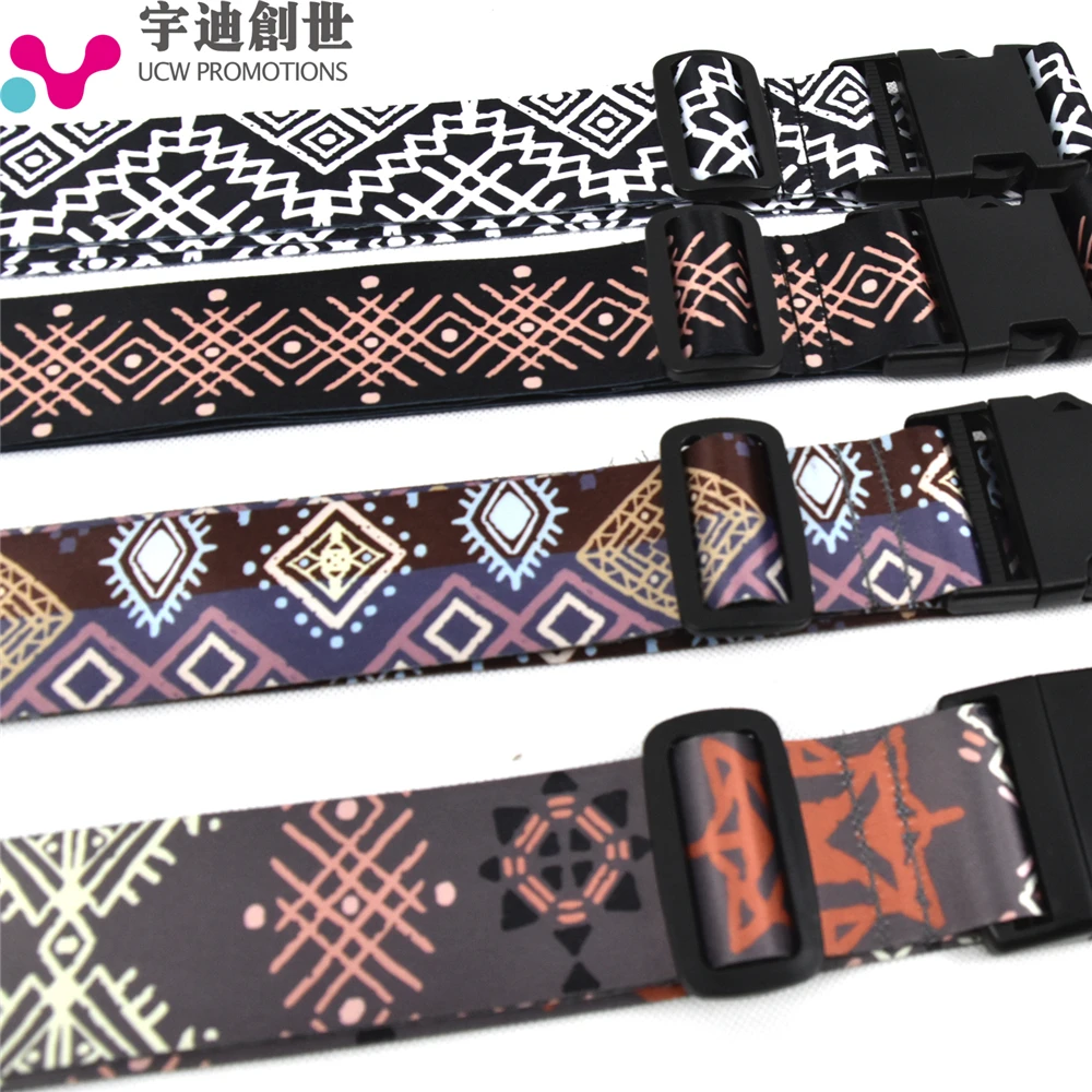 Travel Accessories Custom Logo Polyester Woven Luggage Bag Strap Belt with 3 Digit Lock