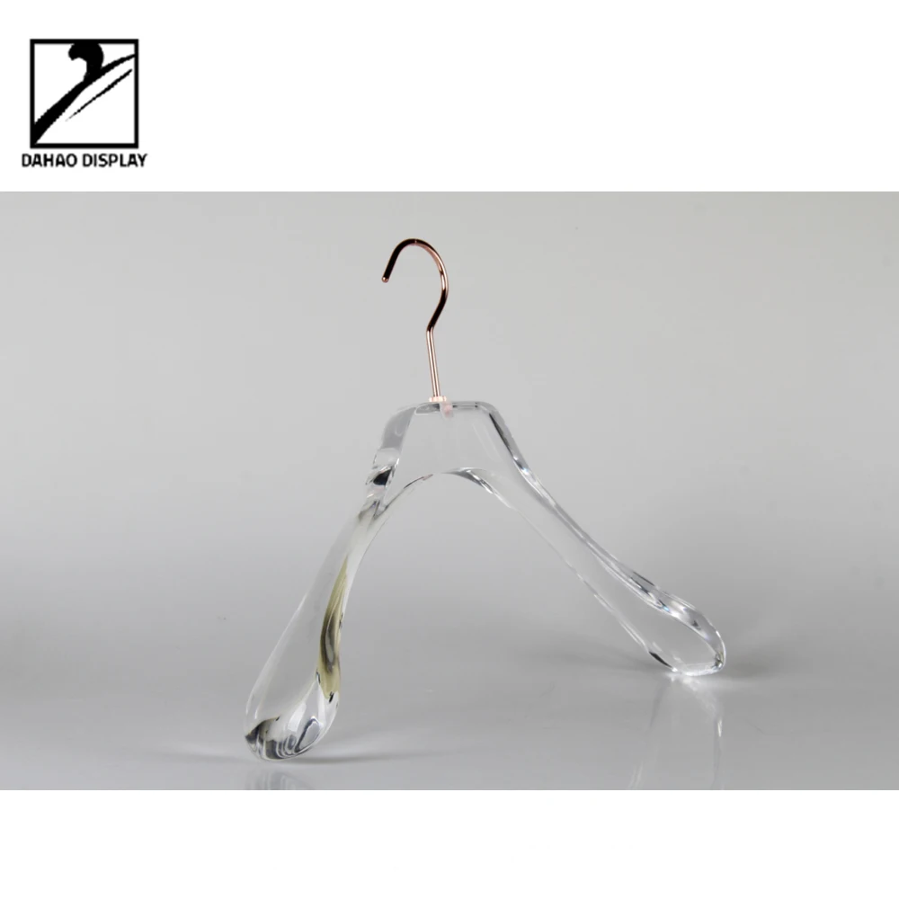 
Luxury acrylic clothes hanger with rose gold hook for display 