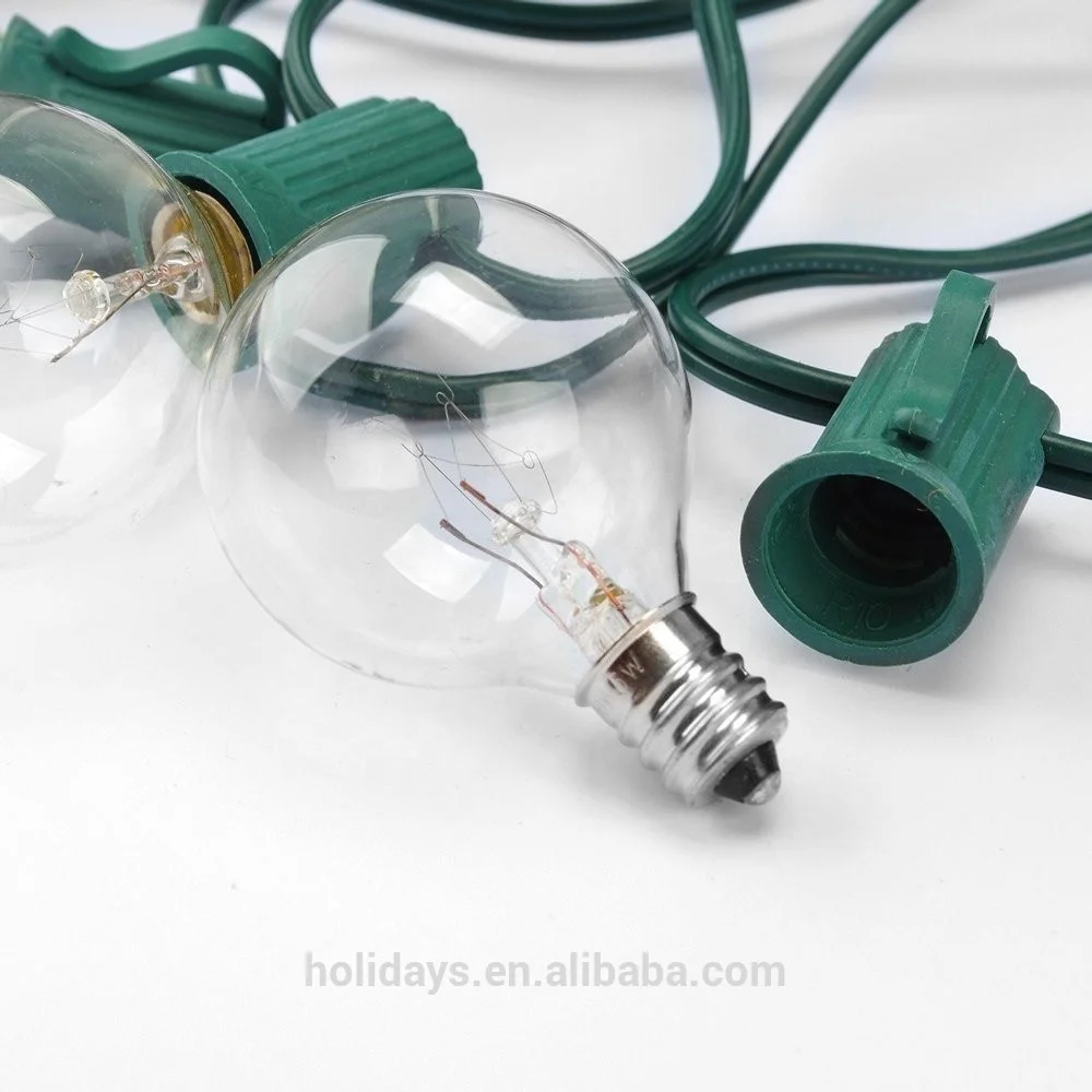 Green 25 Clear Bulbs Commercial Outdoor G40 Globe String Lights