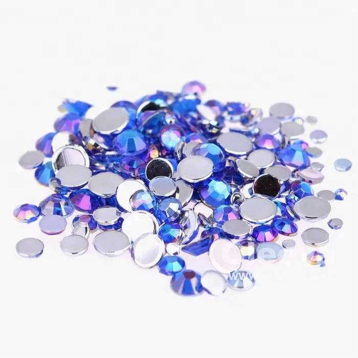 Oleeya factory wholesale round shape AB colors 1.5mm-10mm non hot fix acrylic rhinestone for nail art