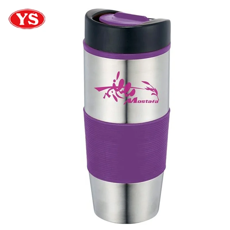 Custom 16 Ounce Insulated Color Grip Coffee Mug with Slider Lid